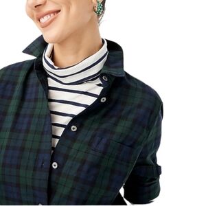 NEW J. Crew Factory Cotton Poplin Shirt Black Watch Plaid Top Blouse Spring Chic